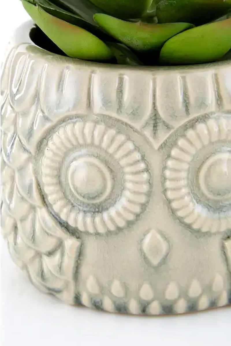Large Faux Succulent in Grey Owl Pot