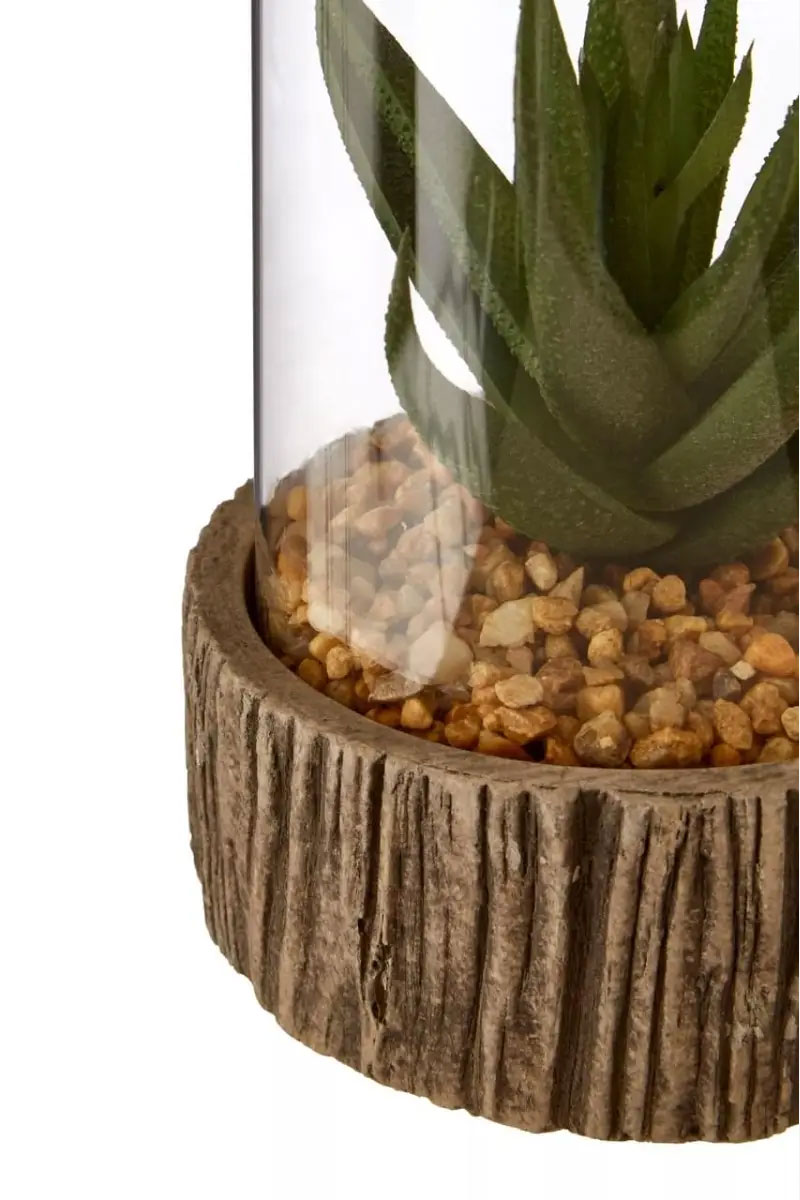 Small Faux Succulent with Natural Stone
