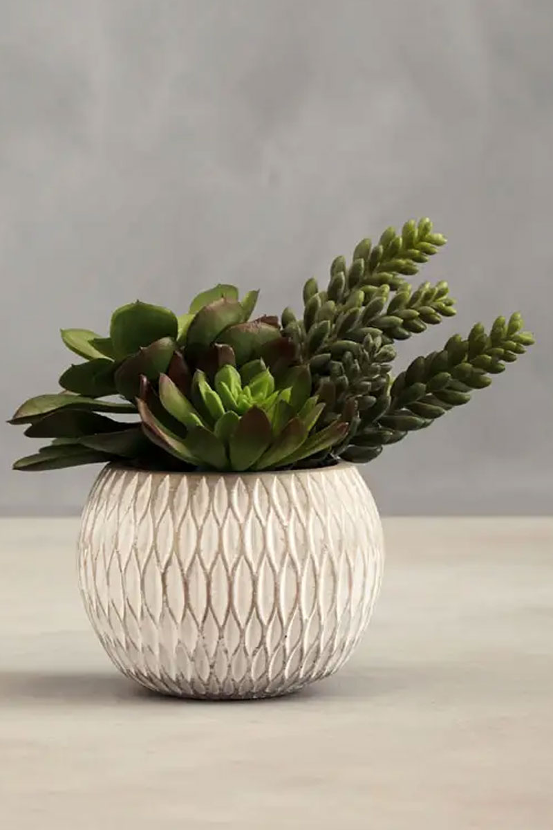 Faux Mixed Succulents in Ceramic Pot
