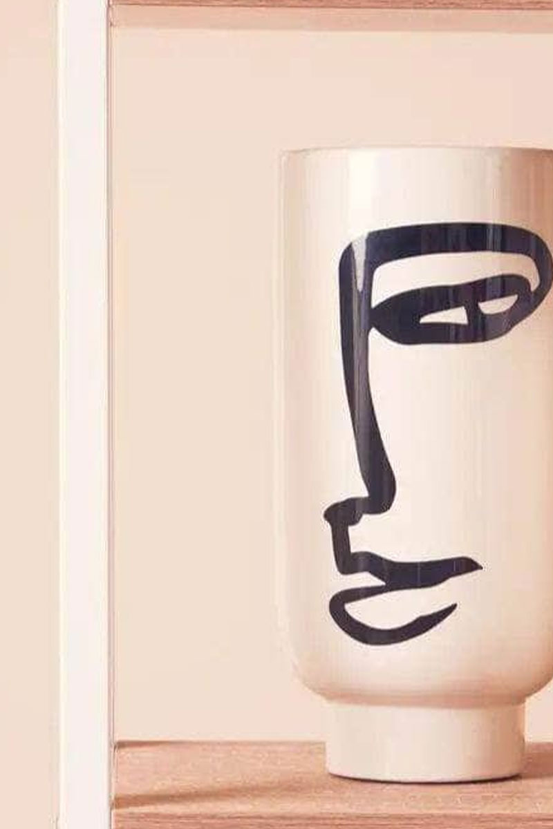 Fabia Large Black & White Face Vase