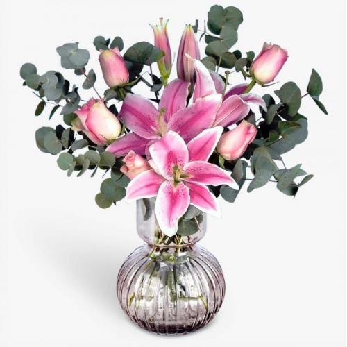 Pink Rose & Lily Bouquet