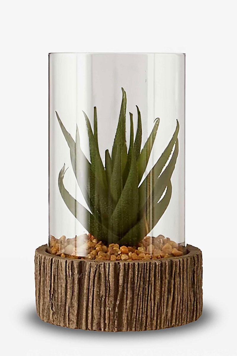 Small Faux Succulent with Natural Stone