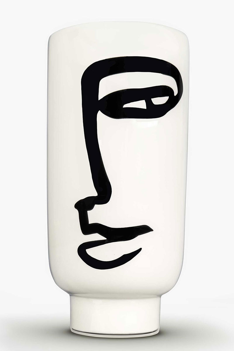 Fabia Large Black & White Face Vase